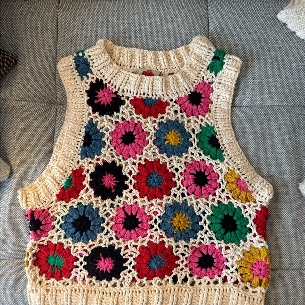 FARM Rio Multicolor Crochet Tank Top NWOT - Picture 3 of 9
